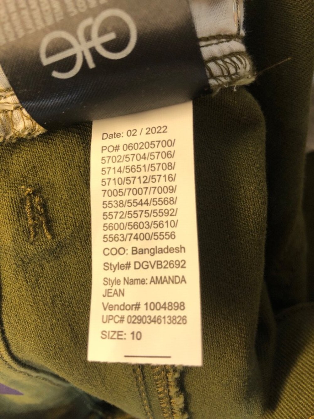 Gloria Vanderbilt Amanda Slimming High Rise Tapered Leg Olive Jeans Size 10 Ave - Picture 12 of 12